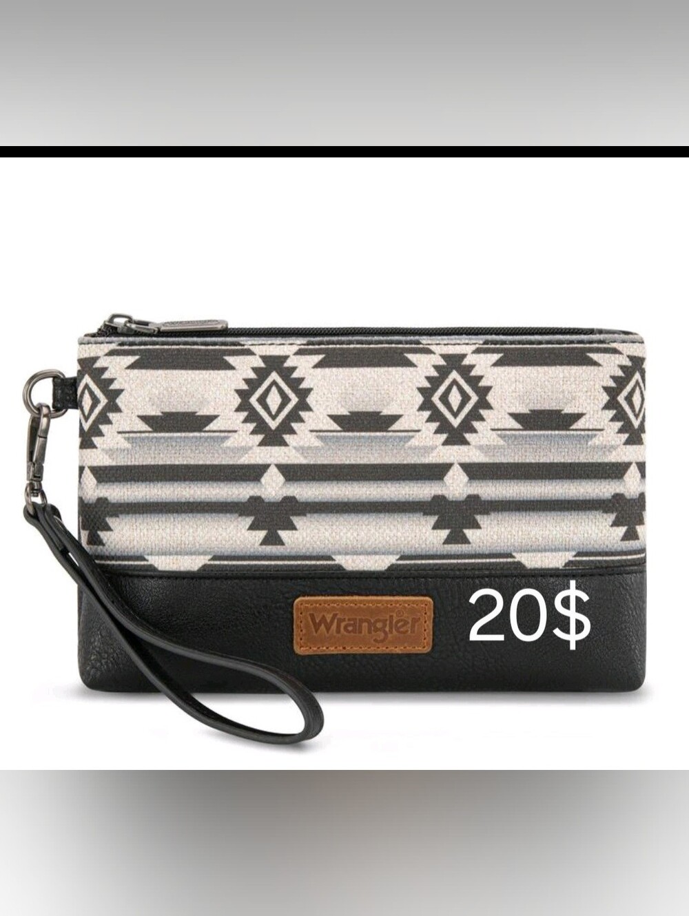 Wrangler Black & Gray Aztec Wristlet